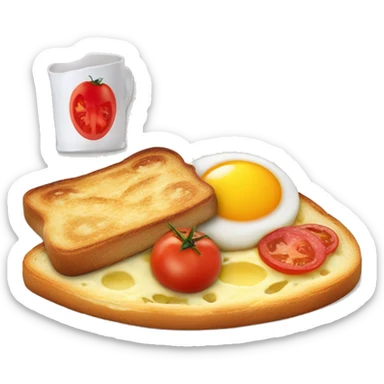 Breakfast toast, saussages, tomatoes, camambert chees sticker