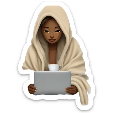 Cozy beige blanket coffee laptop bling girl sticker