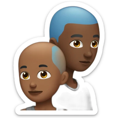 Shaved head blue eye man kisses shaved head brown skin man sticker