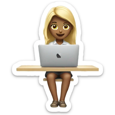 Blond girl working on macbook laptop sticker