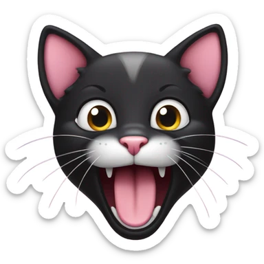 cute black cat yawning sticker