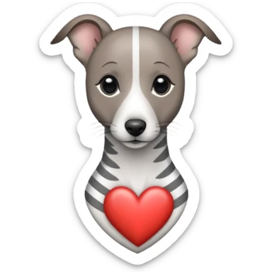 brindle stripes grey whippet hearts sticker
