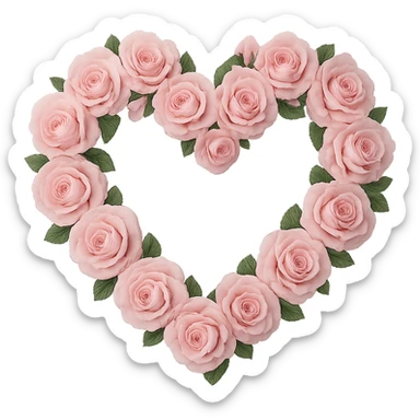 pink heart wreath, remove background sticker
