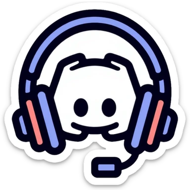 Discord logo with headphones, gaming communication app sticker