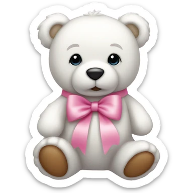 white teddy bear with pink bow sticker