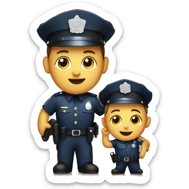A policeman with a baby sticker