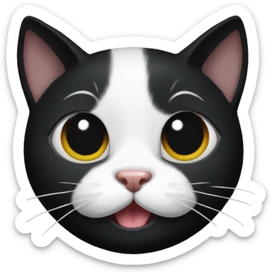 black cat white white mouth being cute sticker