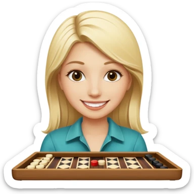 Blonde girl backgammon winner sticker