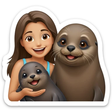 funny fur seal with girl and boyfriend couple sticker