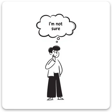 Chinese man with a thought bubble saying "I'm not sure." sticker