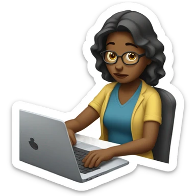 feeling sad women with laptop on lap sticker