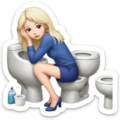 Woman throwing up in the bathroom  sticker