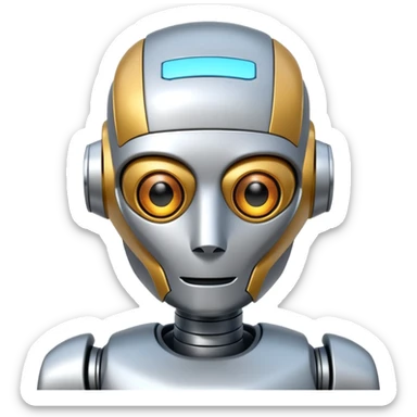 cool and modern robot to represent an AI agent sticker