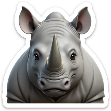 cinematic-noble-rhinoceros-portrait-emoji,-poised,-with-a-massive,-powerful-build-and-a-thick,-hide-of-slate-gray,-deep-set-soulful-piercing-eyes,-simplified-yet-sharp-and-sophisticated-features,-highly-detailed, with large black eyes, szoomed out showing houlders sticker