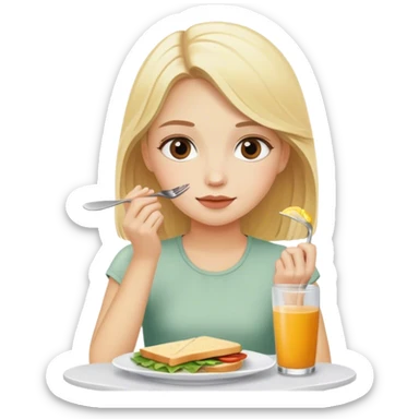 blonde girl having lunch sticker