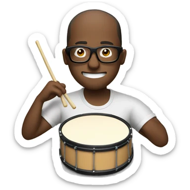 man eating drum with a shirt that has some glasses on it sticker