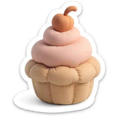 cupcake, plush and puffy, soft textures, cushion style sticker