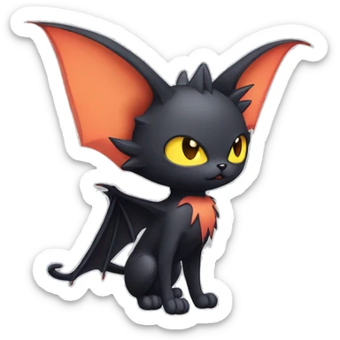 Black Cool Kawaii Punk-Gothic Bat-winged Litten-Bat-cat-Fakemon full body sticker