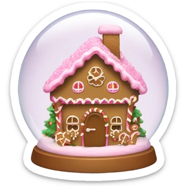 Pink snow globe with gingerbread house inside sticker