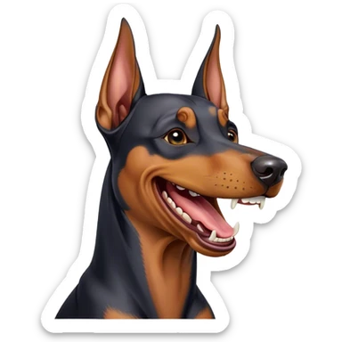 Doberman laughing hysterically  sticker