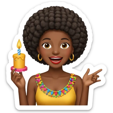 Classic mustang dark women with short Afro sing happy birthday sticker
