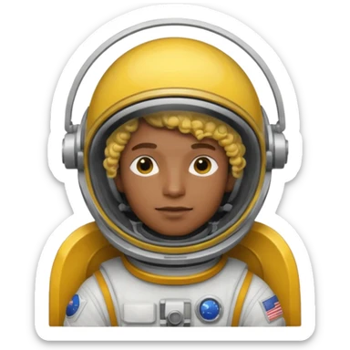 Astronauts, Young, male, dark skin, yellow curly hair sticker