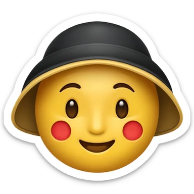 Панама синего цвета, панама в минималистичном стиле emoji. Материал панамы: джинса. У панамы есть черные шнурки. sticker