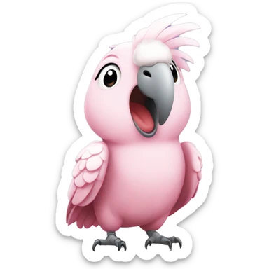 pink cockatoo standing up mouth closed sticker