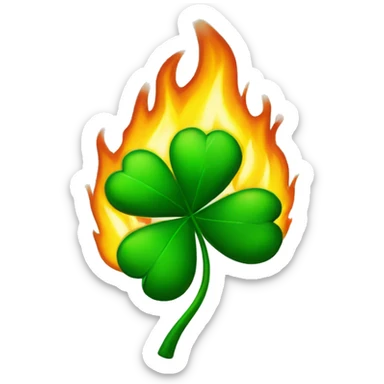 four leaf clover on fire sticker