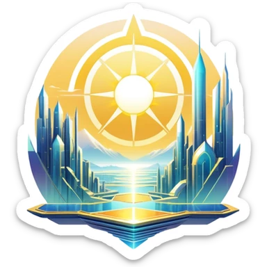 Epic complex detailed iridescent gradients white golden bright light solarpunk sunny futuristic aesthetic-scenery sticker
