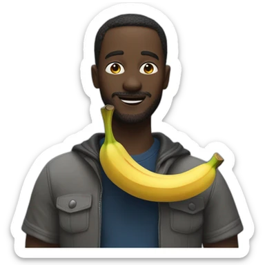 un homme noir qui mange une banane sticker