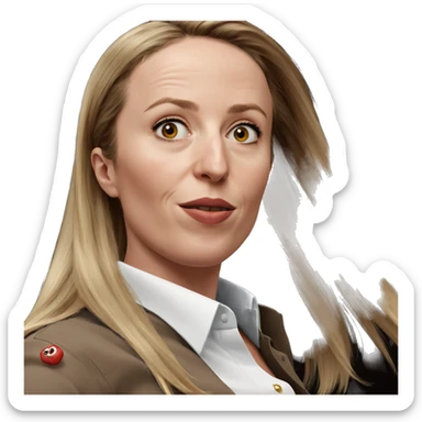blonde girl in collared shirt sticker