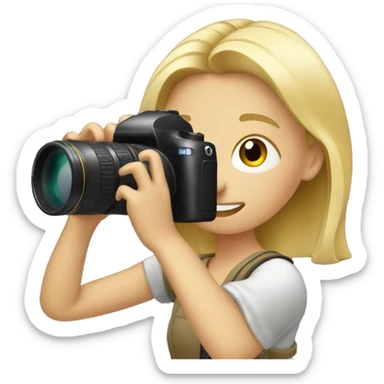 A blonde girl with a camera taking a photo sticker