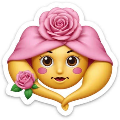 Un 😀 avec un doigt dans la bouche qui cligne des yeux, et il a un nœud sticker