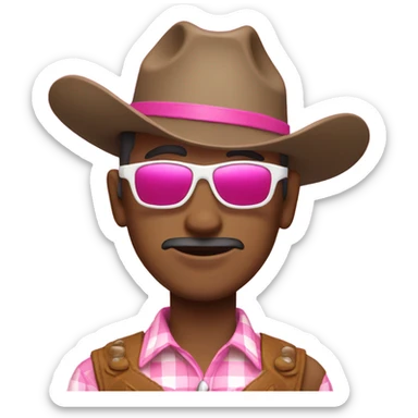 cowboy wearing a pink hat and white sunglasses  sticker