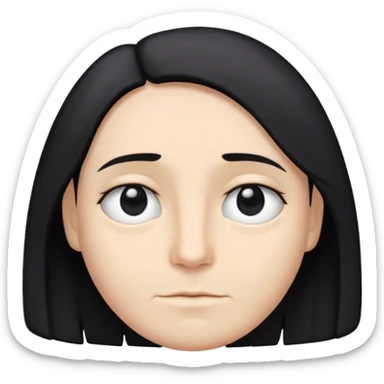 Cabelos curtos até o ombro e pretos , olhos meio caidos e pretos , pele branca como a neve sticker