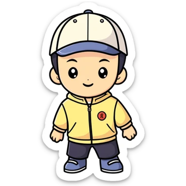 Niño chino con gorra sticker