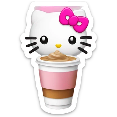 hello kitty with iced coffee and pink notebook sticker