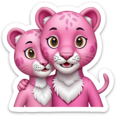 Pantera rosa con un buen amigo sticker
