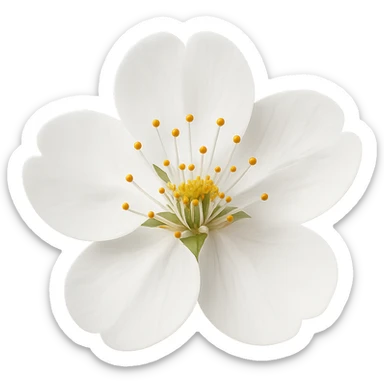 show  one white cherry blossom without a stem , remove background sticker