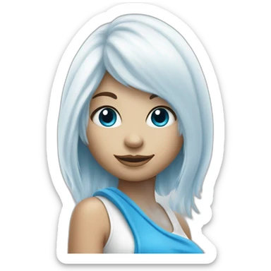 smurf girl with smurf skin and white hair sticker