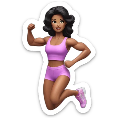 muscle barbie doll raise jump high with black hair sticker