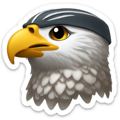 Falcon with tears wearing army helmet  sticker