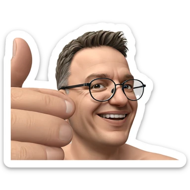 smiling boy with glasses sticker