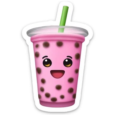 Pink boba tea sticker