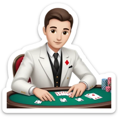 Casino croupier in formal uniform dealing cards at a poker table sticker