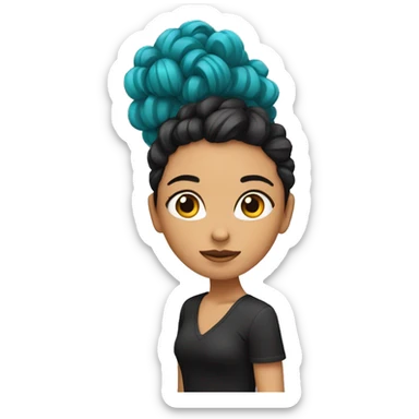 Chica con cabello negro y las puntas turquesa  sticker
