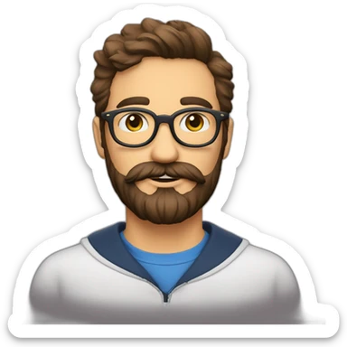 jardinier homme brun barbu lunettes ronde sticker