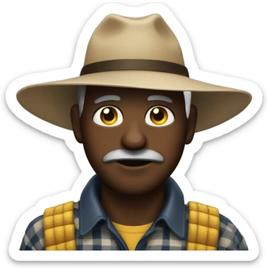 A dark farmer whose eye was bitten by a bee sticker