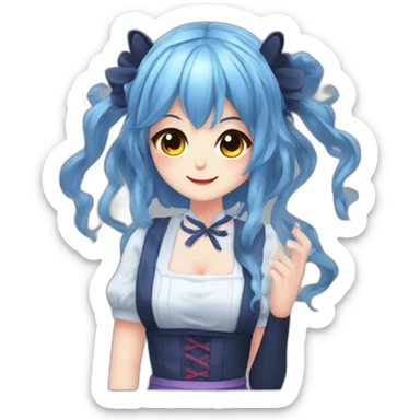 Blue_hair Maid_outfit Oni cute Demonic_powers  sticker